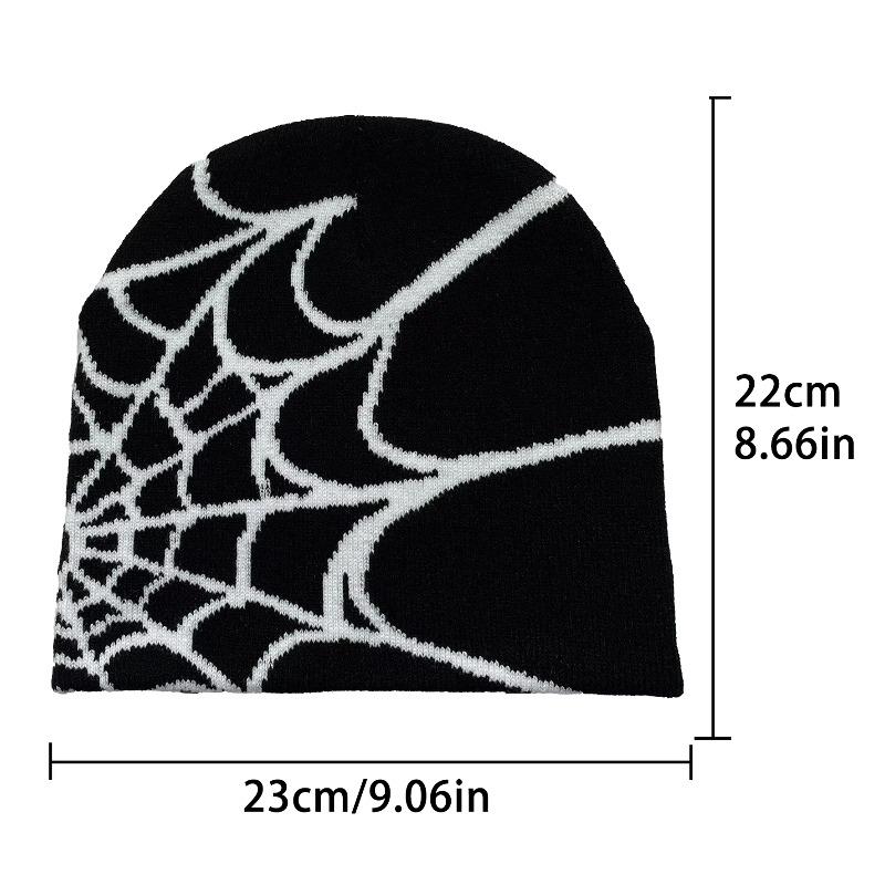 Retro Gothic Spider Web Jacquard Beanie for Women Men Caps Unisex Knitted Warmer Hip Hop Unisex Elastic Knit Hat Skull Cap