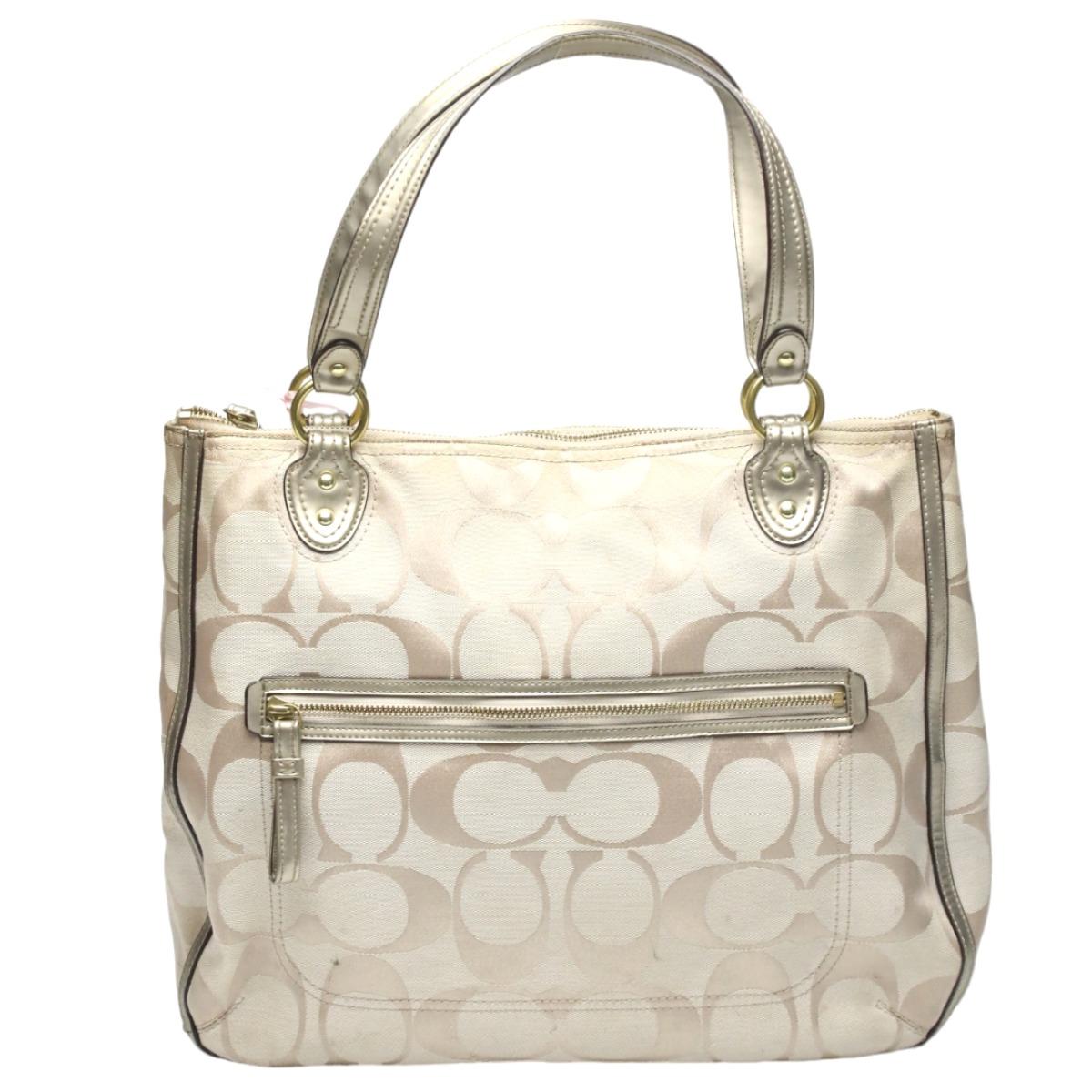 COACH harry metallic reps Tote Bag leather beige x metallic Women 22447 Used