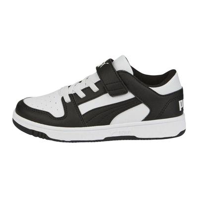 Rebound Layup Lo Velcro Durable Anti-Kick Low-Top Skate Shoes Kids Sneakers Black White 370492-16
