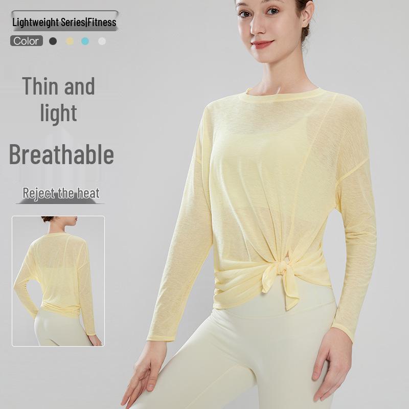 

Women s Bamboo Yarn Yoga Cardigan - Lightweight, Breathable, Loose-Fit Long Sleeve Top with Hem Slit for Fitness and Yoga. L/XL