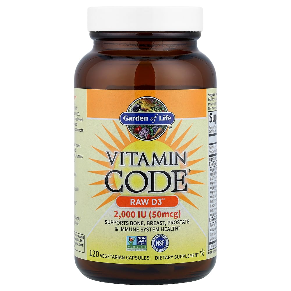 Garden of Life Vitamin Code RAW D3 50mcg (2000IU) Veggie Capsules, 120 Count