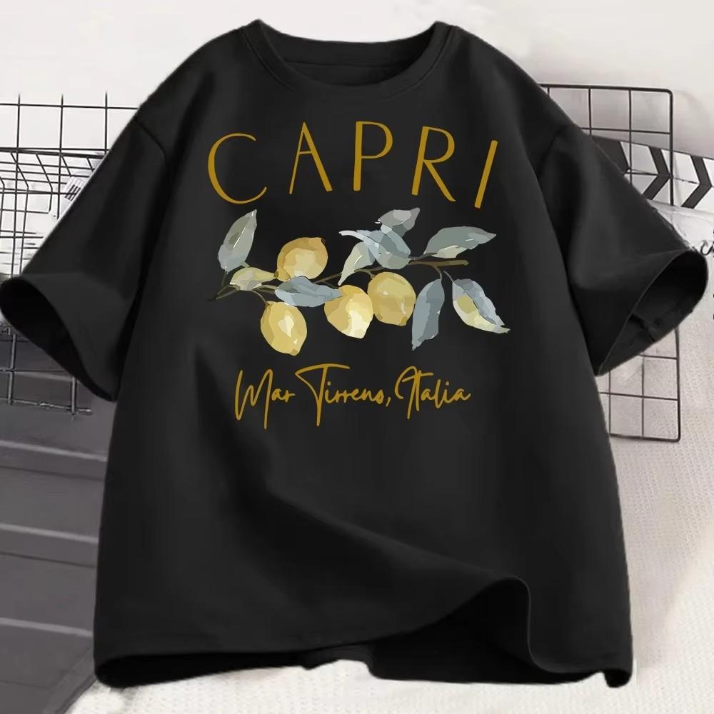Lemon Letter Print Tshirt Short Sleeve Crew Neck Casual Top For Summer Unisex Kawaii Streetwear Graphic Tees Vintage Fruit Shirt