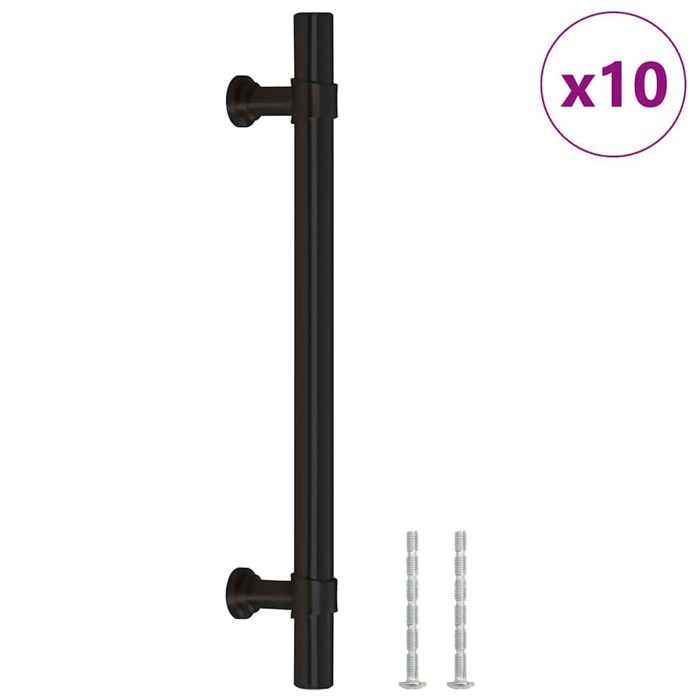 VidaXL Poignées d'Armoire 10 pcs, Poignées de Placard, Poignées en Forme de T Cuisine Maison Intérieur, Noir 128 mm Acier 155422