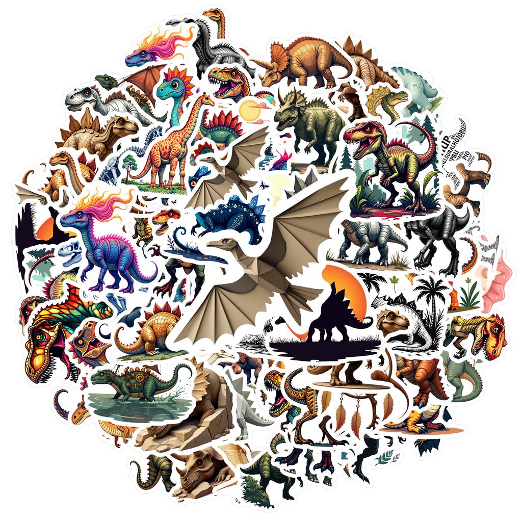 35-70pcs Diverse Dinosaur Stickers Cartoon Animal Sticker Aesthetic Phone Bike Wall Scrapbook Motorcycle Waterproof Graffiti
