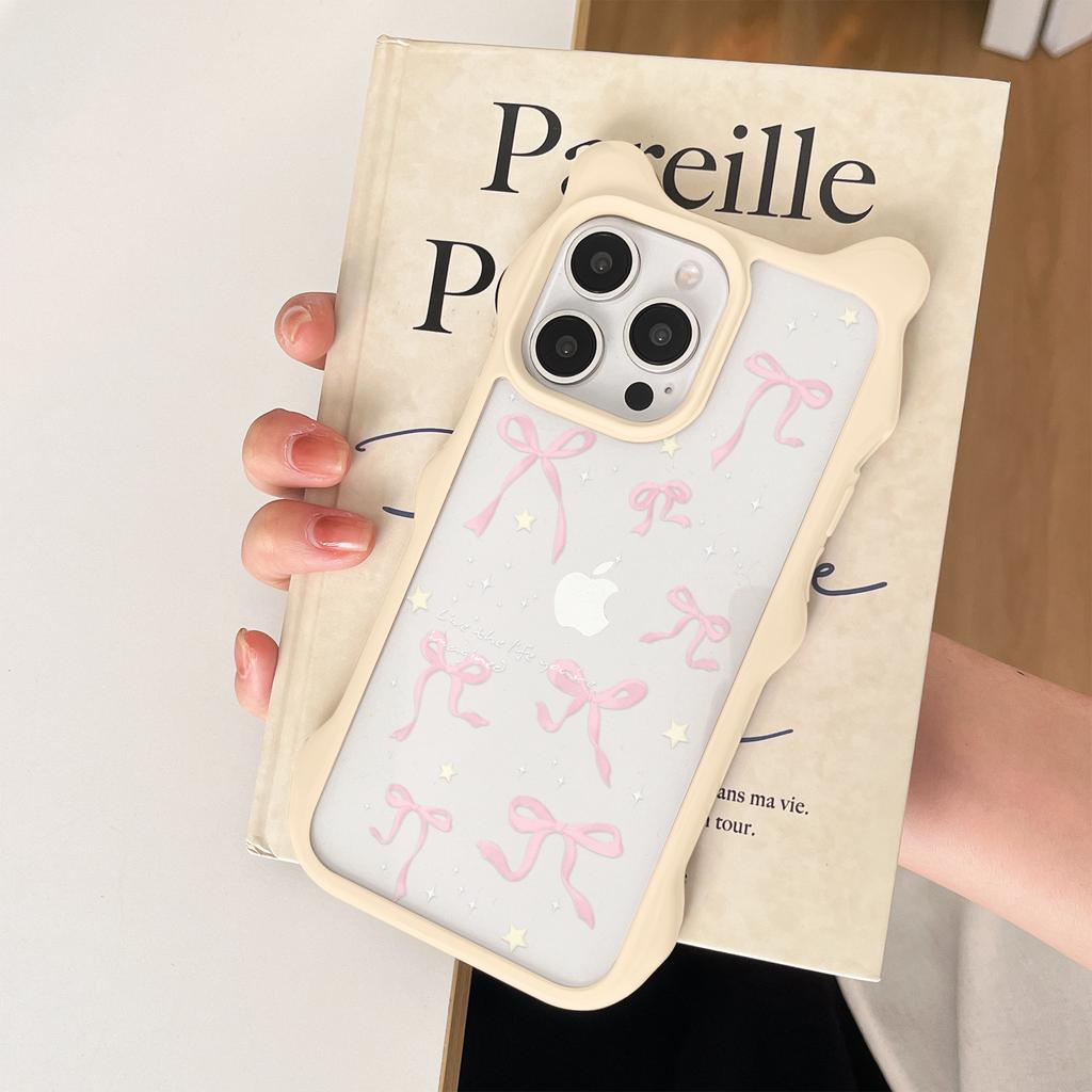 Ribbon Style iPhone 15 Pro Max Cute Cat Ear Huawei Apple 14 Pro Max Phone Case New Model