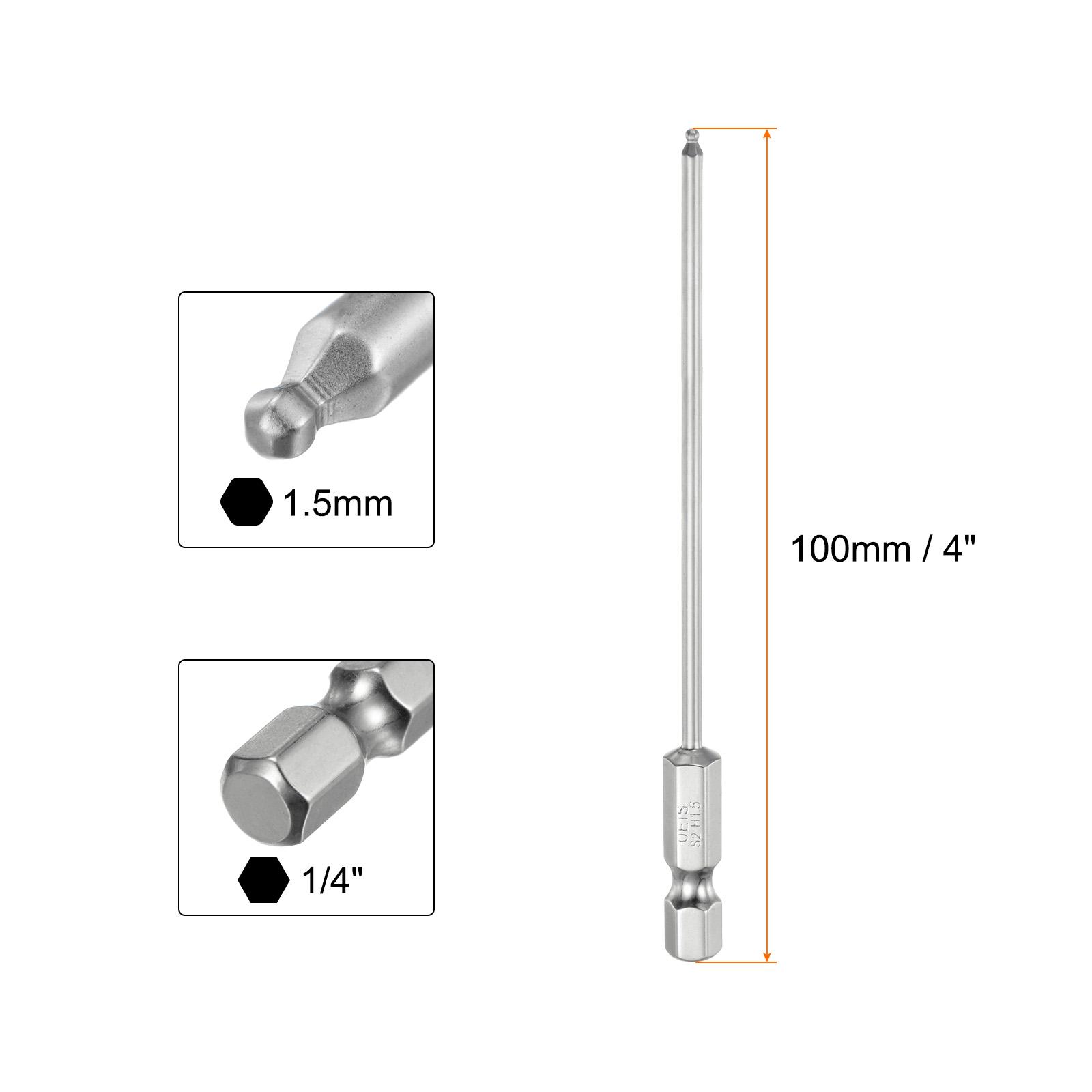 

1/2/3pcs Ball End Hex Screwdriver Bit Set 1.5/2/2.5/3/4/5/6/8/10mm Size 1/4 Hex Shank 100mm (4 ) Long Magnetic Ball Head Bits 1pcs