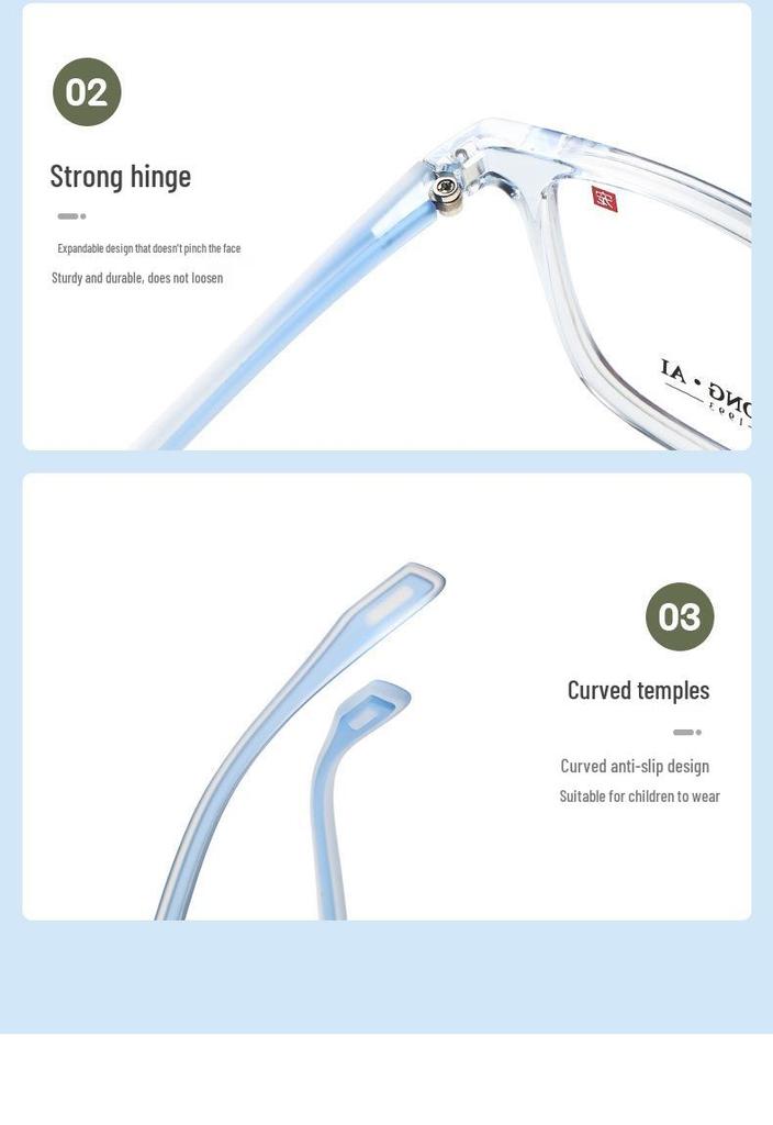 Ultra-light Eco-friendly Student Prescription Glasses Frame with Defocus Control and No-pressure Nose Pads