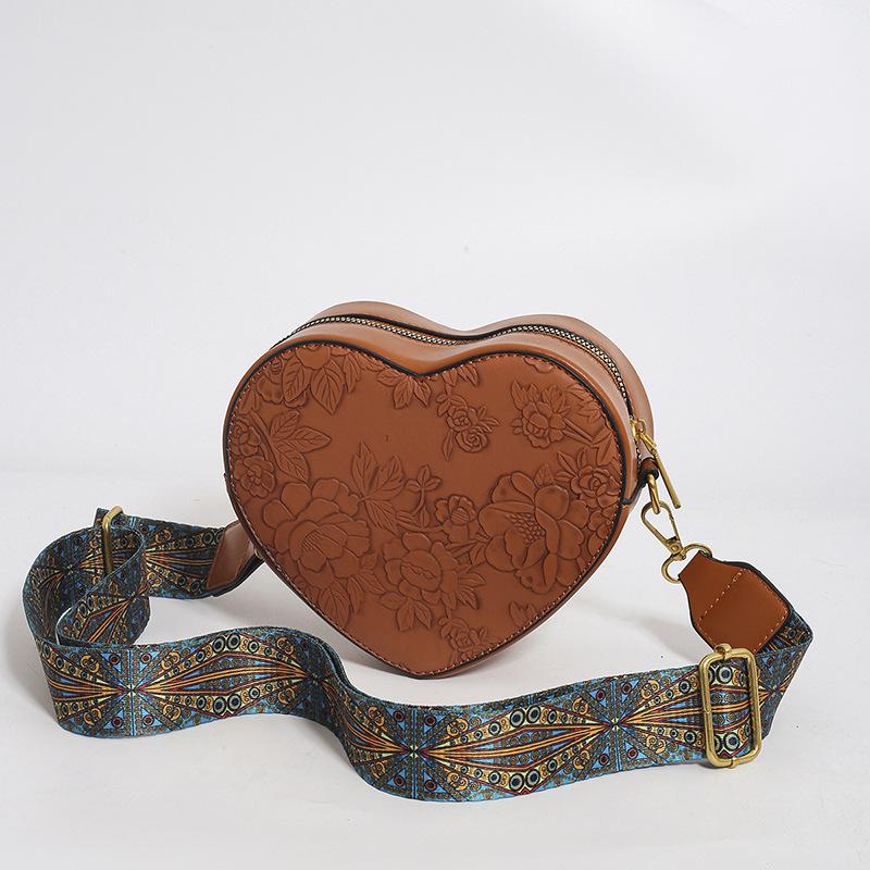 Portamonete Retro Leggero da Donna Pacchi Carino a Forma di Cuore Ecopelle Borsa a Tracolla con Cinturino Regolabile Cartella a Spalla Zaino per Donne