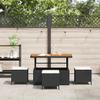 Garden Dining Set Black Poly Rattan