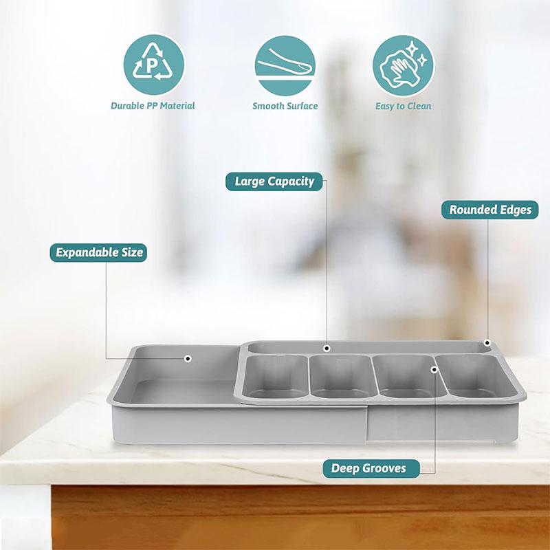 Expandable Cutlery Drawer Organizer Adjustable Kitchen Utensil Tray 6 Compartment Flatware Storage Divider Kitchen Organization