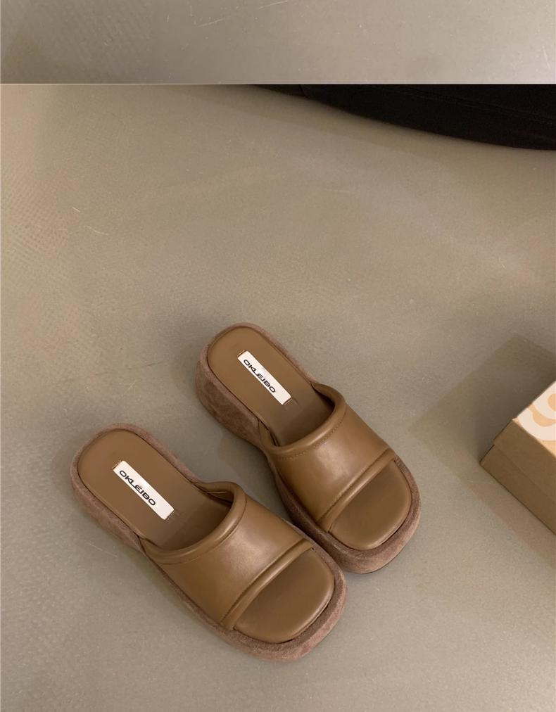 Women's Summer Thick Sole Black Petite Height-Increasing Flip-Flops 2026, Versatile Single Strap Design