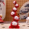 22cm Ceramic Daruma Tower Japanese Porcelain Maneki Neko Lucky Cat Collectible Figurine Dharma Good Luck Zen Statue