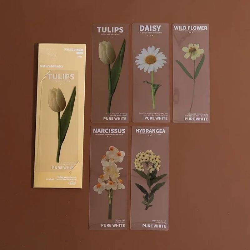 Nature Plants Translucent PET Flower Note Marker Page Holder School Creative Reading Supply Dried Flowers Journal Reading Folder