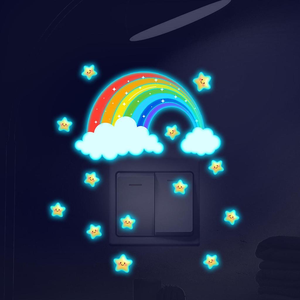 Luminous Rainbow Star Fluorescent Wall Stickers for Bedroom Decor