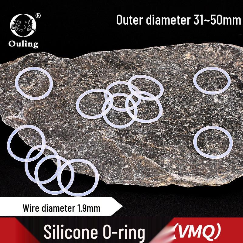 Eco-friendly White Silicone O-ring, Outer Diameter Options: 31-50mm, Thickness: 1.9mm 31mm Outer Diameter (5pcs) White Silicone O-ring