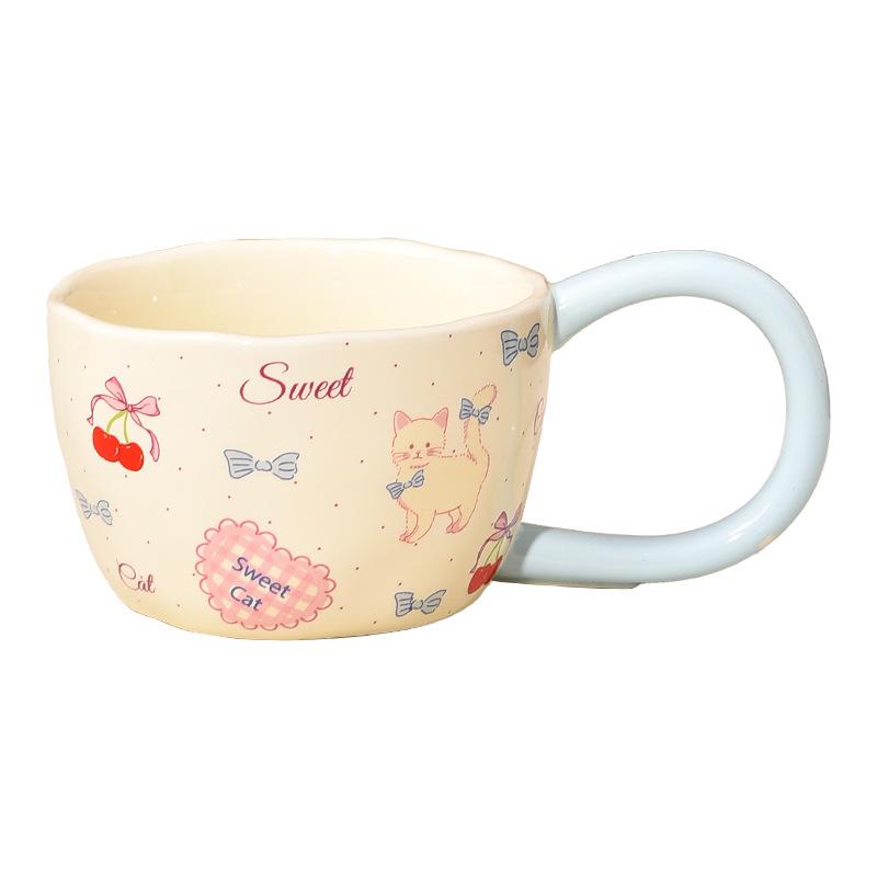 Tazza in Ceramica Gatto Carino Souvenir Tazza da Caffè Regalo di Compleanno per Ragazza Manico Lungo Tazza Bella Uso Domestico