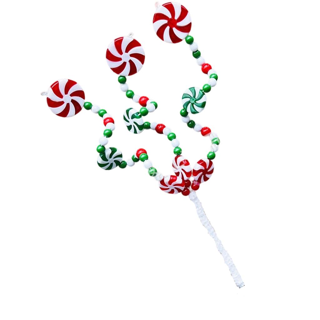 Christmas Tree Top Decoration Shatterproof Artificial Candy Branch Stem for Vase Arrangement Holiday Decoration