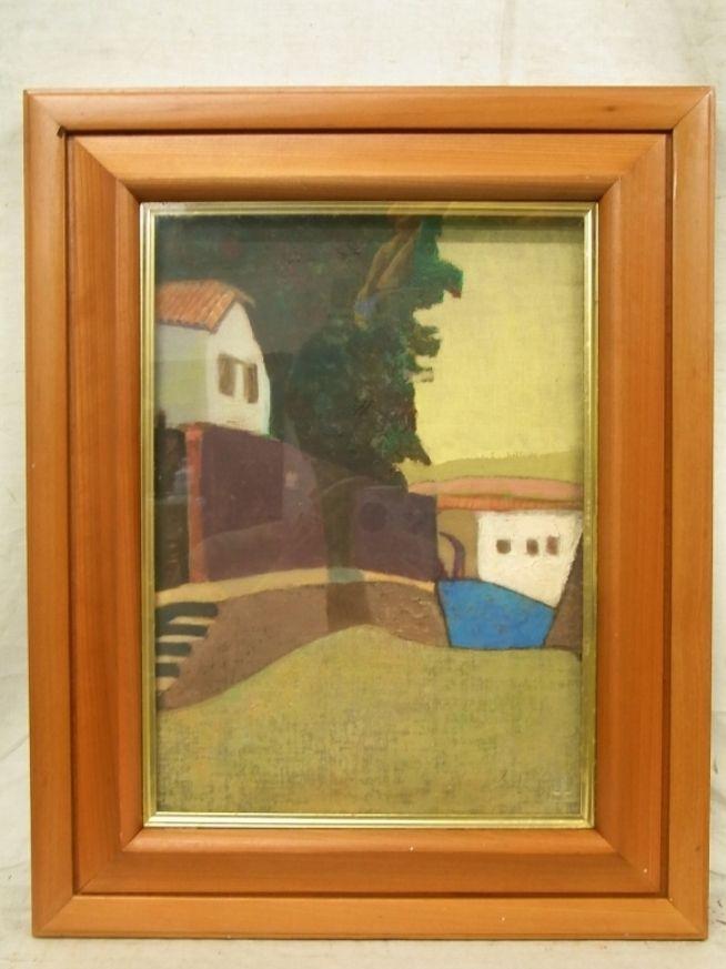 

[USED] Hand-painted house landscape, oil painting, F4, framed, Takashi Tateyama
