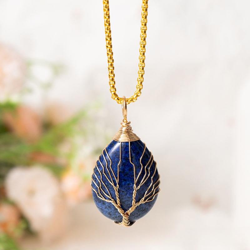 

Хрустальная подвеска на цепочке, обмотанная металлической проволокой, подходит как мужчинам, так и женщинам, ожерелье «Древо жизни», подарок для девушек.