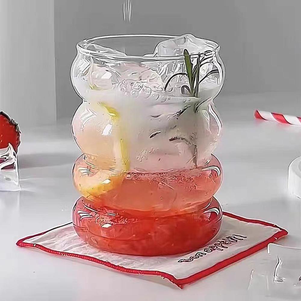 2 Pcs Glass Cups Set Drinking Glasses with Straw Creative Coffee Mug for Cocktail,Beer, Water,Soda,Tea- with Cleaning Brushe