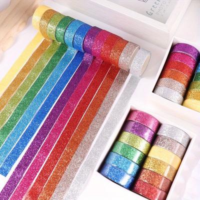 Fita Vibrante 15MM * 5M/rolo | Adesivo Decorativo de Alta Qualidade para Artesanato DIY, Embalagem de Presentes, Agendas e Scrapbooking