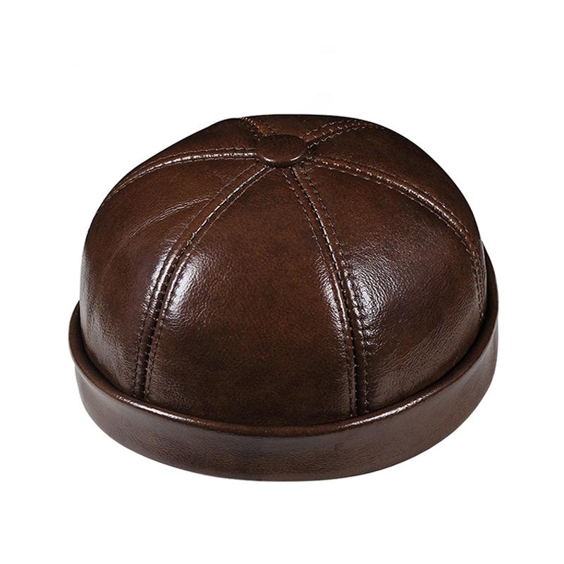 Spring/Winter Women Genuine Leather Retro Watermelon Thin Beanie Hats Male Casual Caps Female Black/Red Boonie Hat Bonnet Mujer