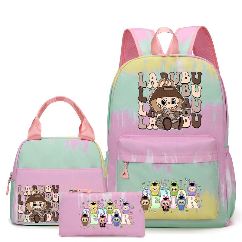 School bag cute youth, primary and secondary school students and girls lunch bag three-piece backpack set