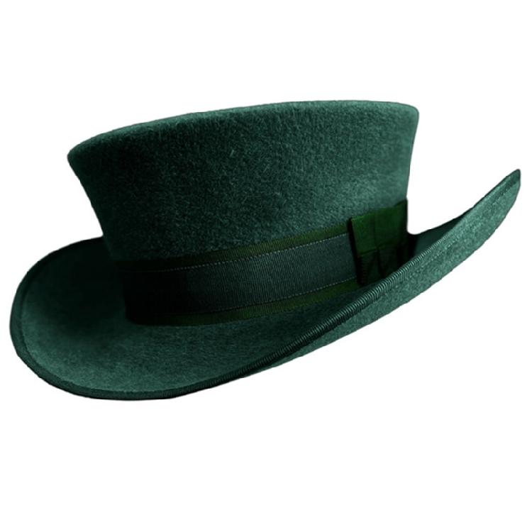 Мужской Цилиндр Шерстяная Шляпа Федора Подарок Парню Цилиндр С Короткими Полями зелёный