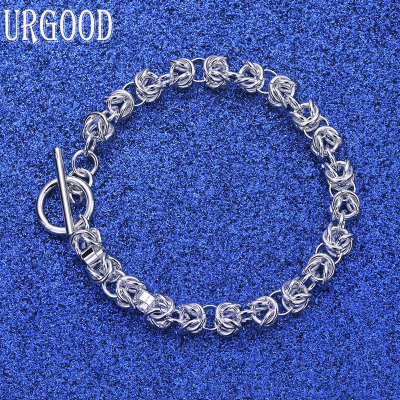 925 Sterling Silver Fashion Jewelry Gift Circle Charm Bracelet