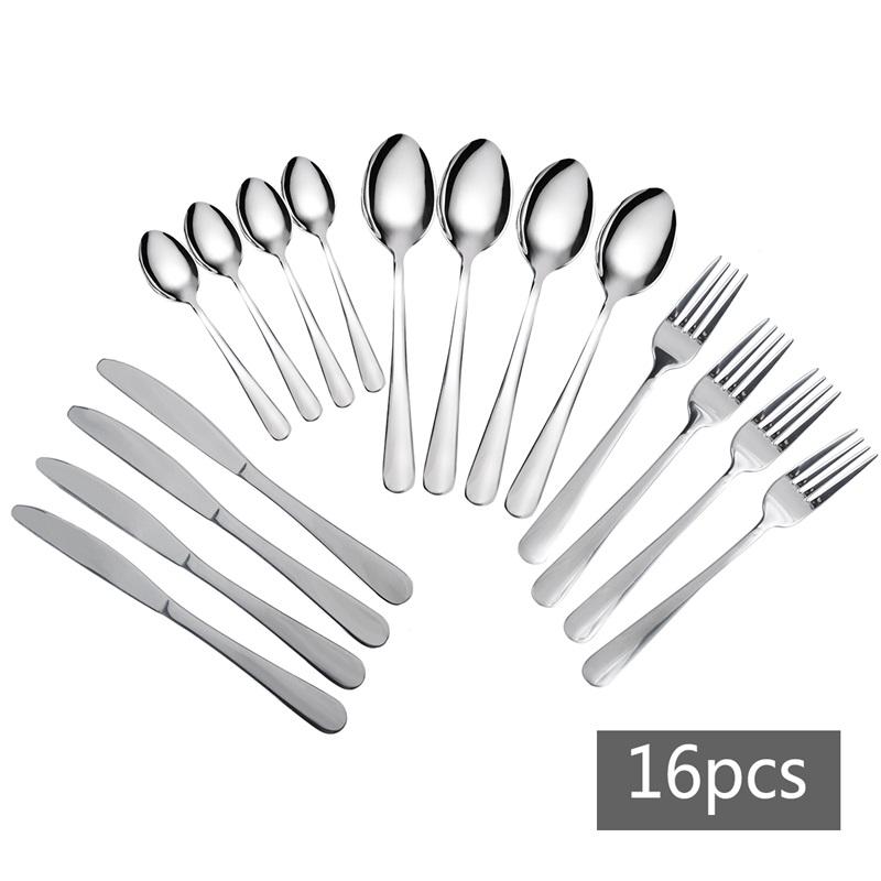 16PCS Stainless Steel Cutlery Set Creative Dinnerware Silverware Sets Fork Knife Spoons Tableware for Kitchen Household