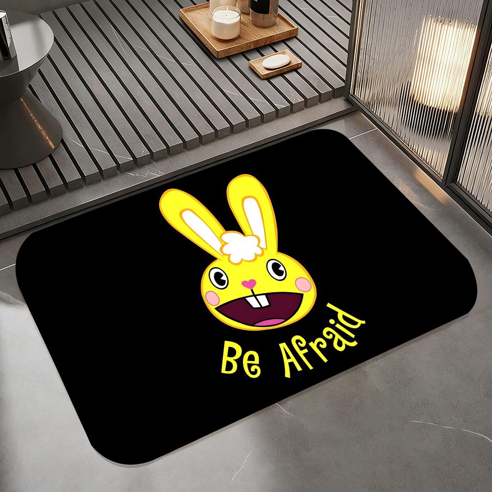 Anime H-Happy Tree Friends Floor Mat Diatomite Bath Mat, Quick Dry Absorbent Non-Slip Door Mat