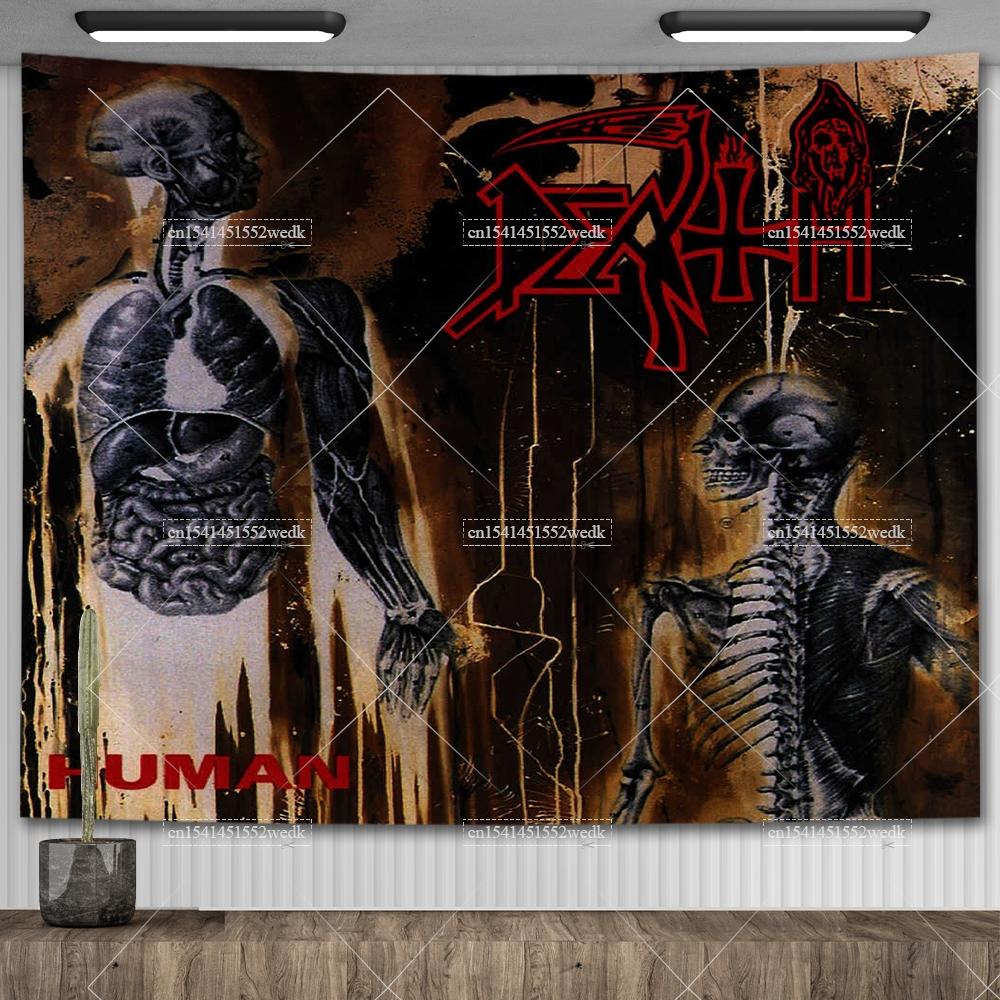 Angles Old Deaths Mental Rock Band Polyester  Tapestry Printed Home And Garden Flags Hippie Tapestries For Bedroom Decoration