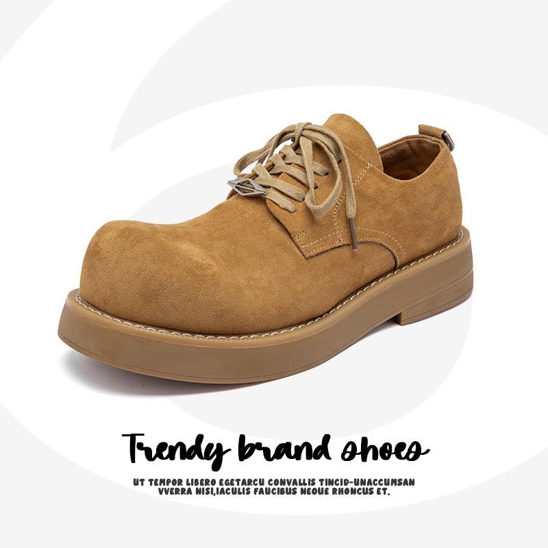 Big head Derby shoes men's shoes heightened low-top tooling shoes platform-soled retro casual leather shoes men