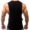 Herren einfarbiges Fitness Tanktop - Locker, Ärmellos, Hoher Schlitz, Baumwolle