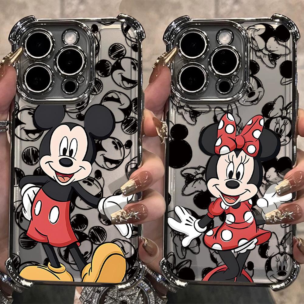Graffiti M-Mickey Minnies Plating Phone Case For iPhone 17 17e 16e 16 15 14 13 12 11 Pro Max X XR XSMax Mini Air Plus Anti-Fall