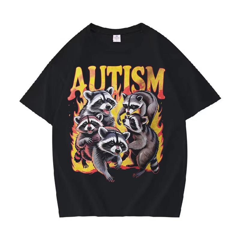 

2026 Funny Tee Autism Unhinged Harajuku Graphic Print T-shirt Oversized Popluar New Style Fashion Tshirt Fashion Loose Clothi... S
