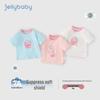 JELLYBABY Girls' Strawberry Print Color Block Short Sleeve T-Shirt