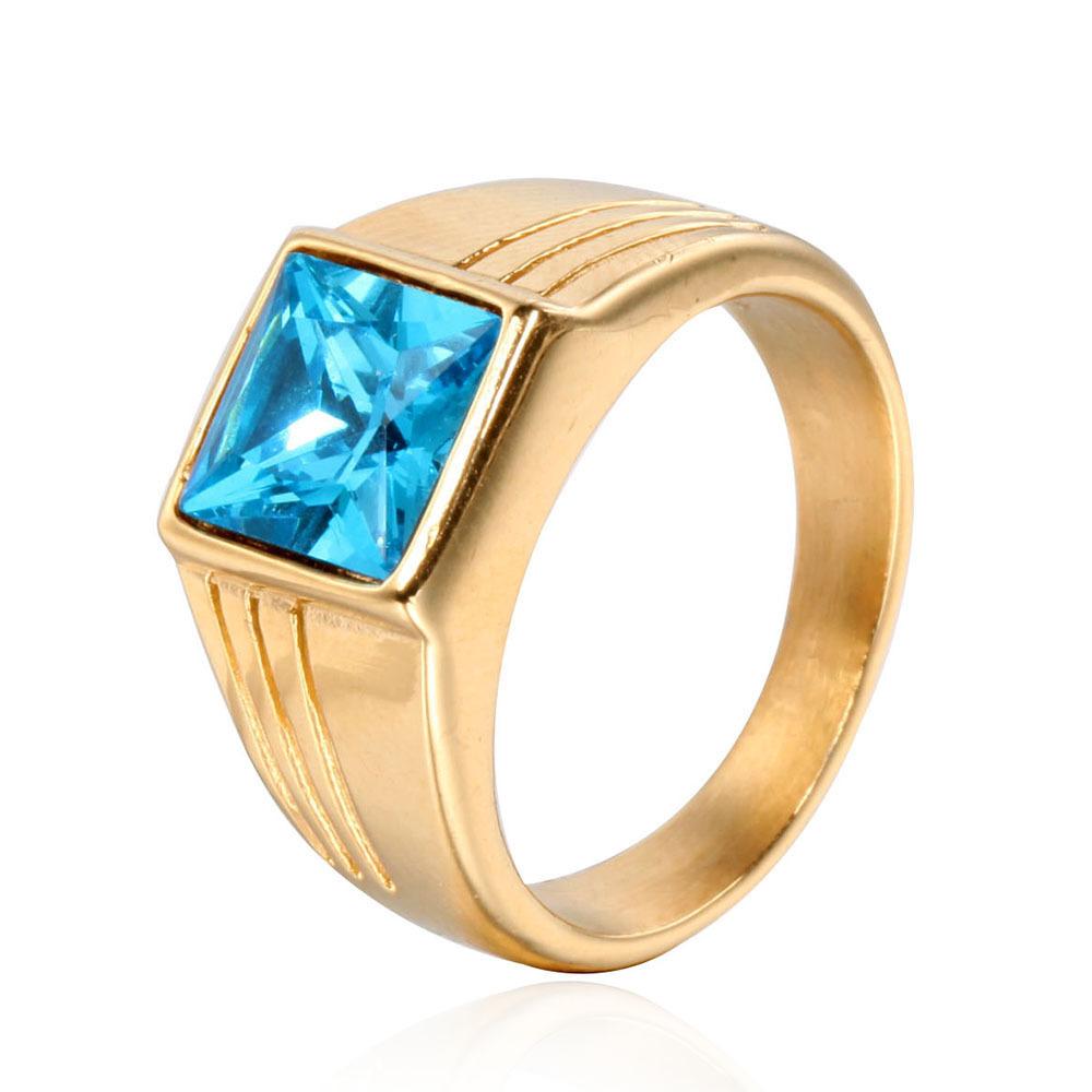 Multi Color Stone Rings for Men Women Hip Hop Punk High Quality Stainless Steel Ring Charm Party Jewelry Gift
