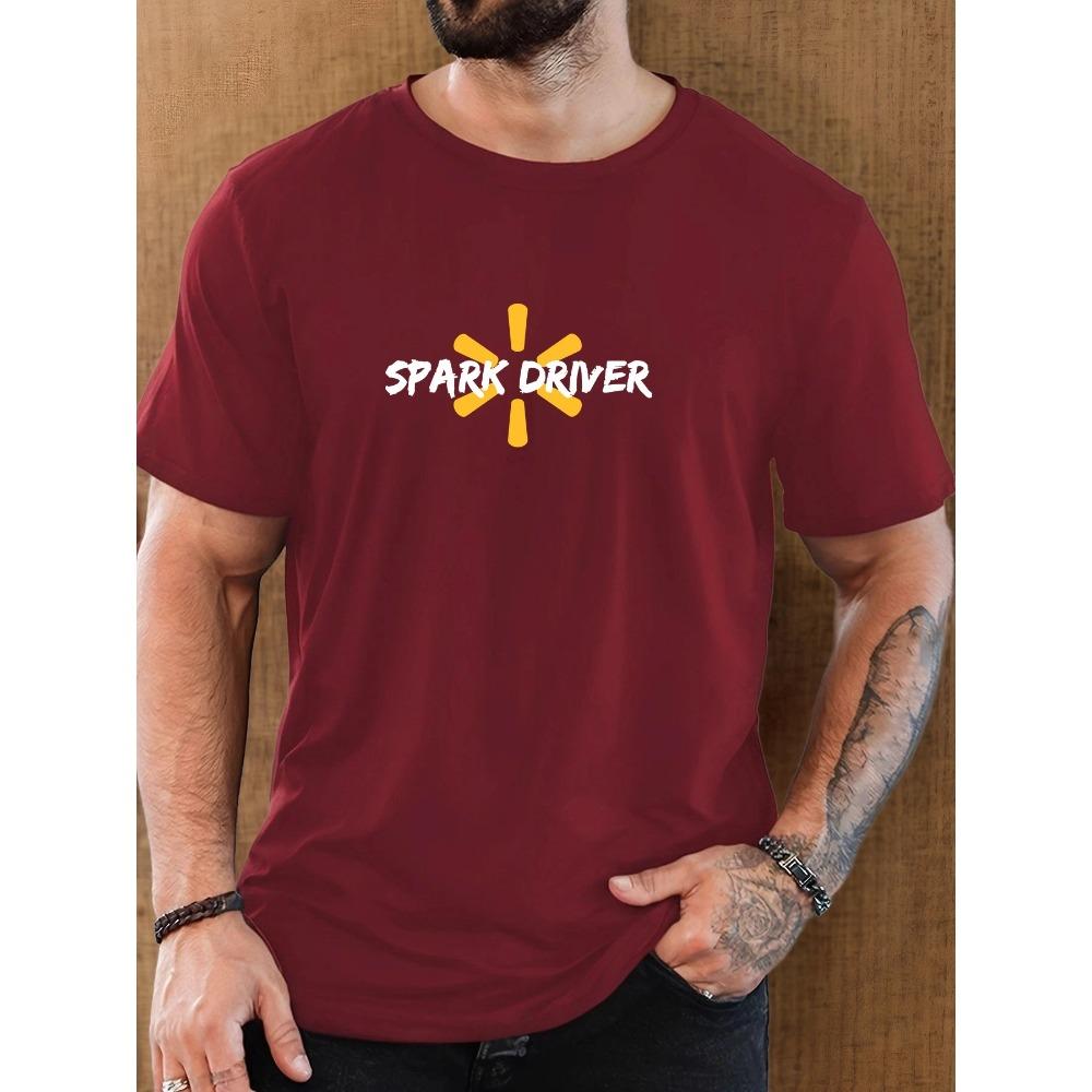 Men's SPARK DRIVER Pattern Summer Casual Crew Neck Short T-shirt