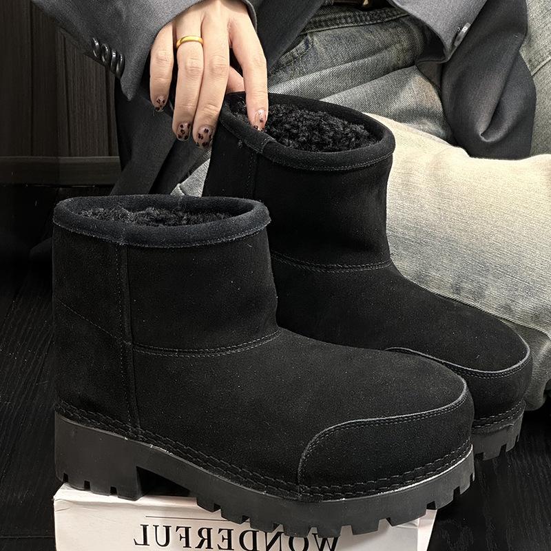 

Frosted thick-soled heightening snow boots women s 2024 winter new big-headed piled thickened warm short boots cotton shoes 40
