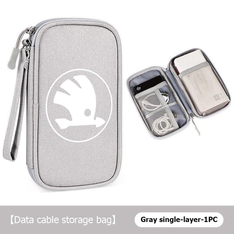 AAABR1 Travel Portable Digital Accessories Storage Bag Organizer For Skoda Kamiq Karoq Octavia 2 3 Rapid Scala Kami Fabia VII VRS