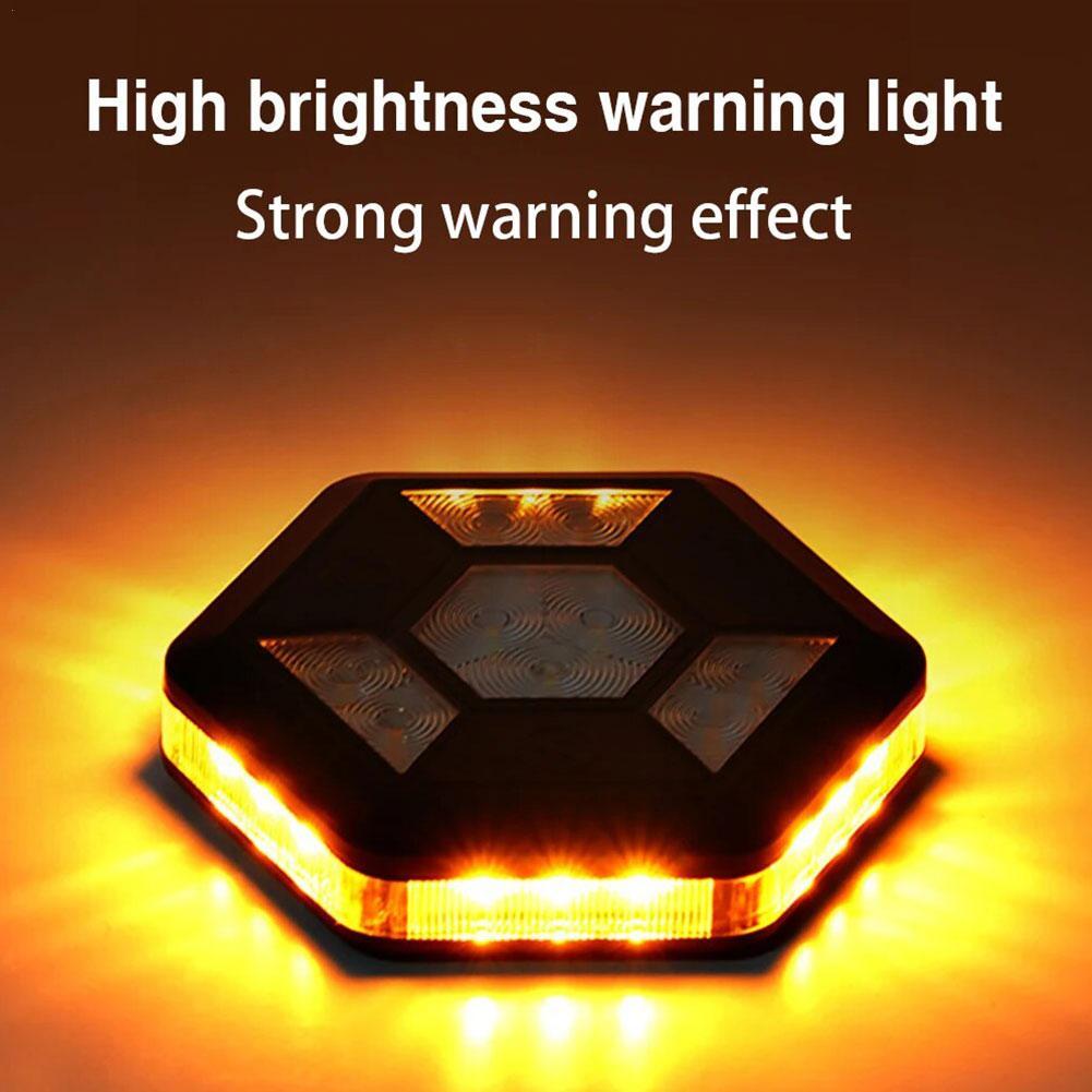 Car Rotating LED Magnetic Warning Light Flashing Rechargeable Yellow White Traffic Safety Flash Auto Safety Signal Light Toola