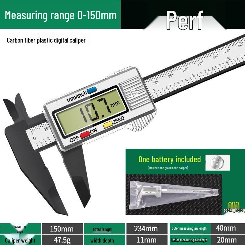 Carbon Fiber Digital Caliper, 0-150mm, for Jewelry and Wenwan Precision Measuring