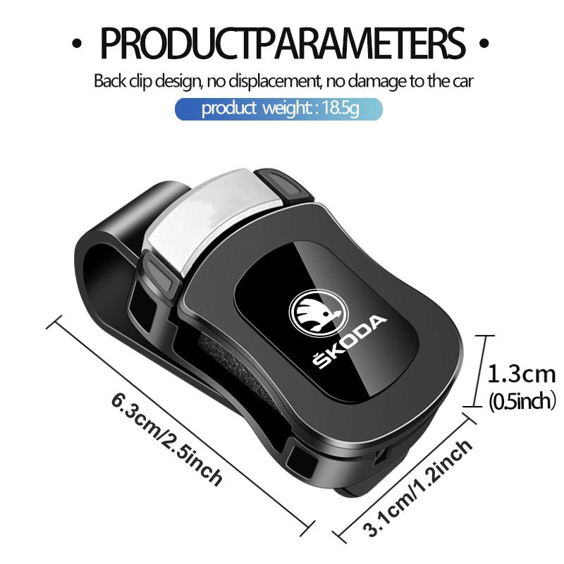 For Skoda Car Sun Visor Eyeglasses Box Sunglasses Clip Card Ticket Holder Accessories Fabia 1 2 Octavia a7 RS Superb Rapid Yeti JC6