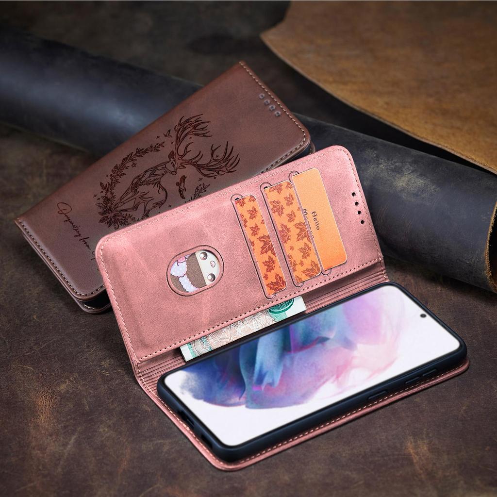 Luxus 3D Tier Leder Handy Brieftasche Hülle Buch Ständer Für iPhone 17 16 Pro Max Samsung Xiaomi Redmi Note 14 Honor Oppo Magnetischer Kartenhalter Klapphülle