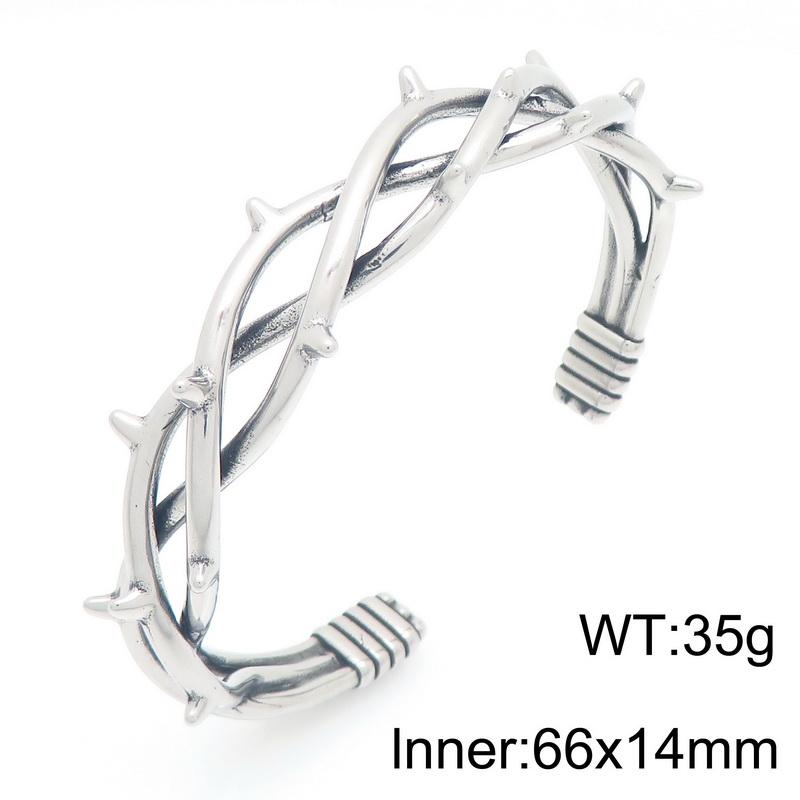 

Vintage Thorn Open Cuff Bangle for Men Stainless Steel Gothic Twig Bangle Adjustable Punk Rock Wrist Jewelry for Gift