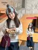 YOJIA Girls' Cartoon Sweater - Winter 2025, Fashionable Warm Knitwear