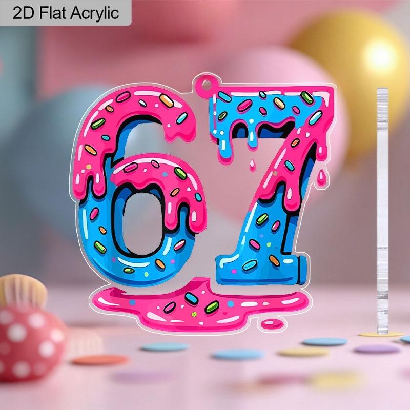 

2D Flat Acrylic Powder Blue Size 67, Used for Car Dashboard Decoration, Indoor and Outdoor Decoration - No Battery/electricity Required, Store Decora 8*8cm