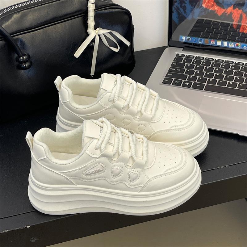 

Korean version 2025 new thick-soled inner height-increasing white shoes casual shoes running versatile lace-up comfortable student shoes women s shoes 40