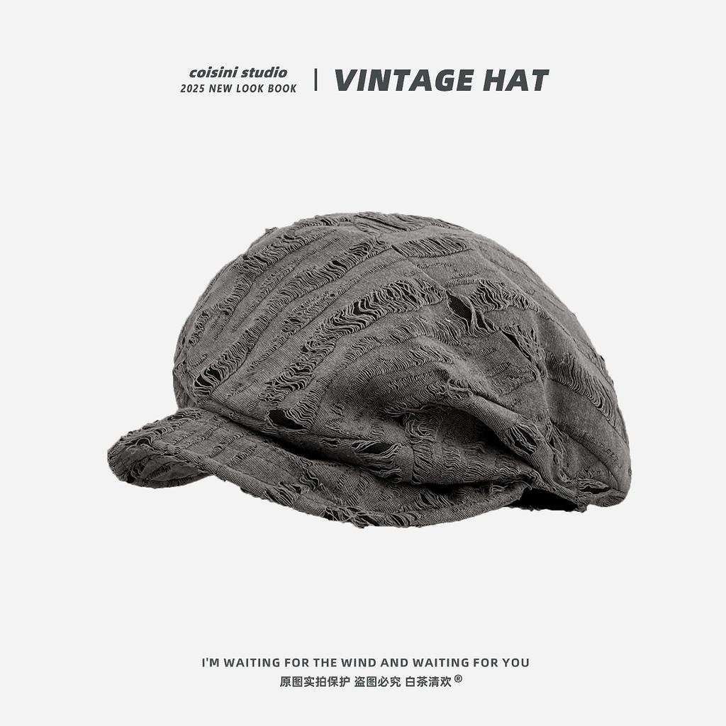 Retro Pleated Cloud Octagonal Hat Children Spring And Autumn Casual Versatile Literary Beret Showing Small Face